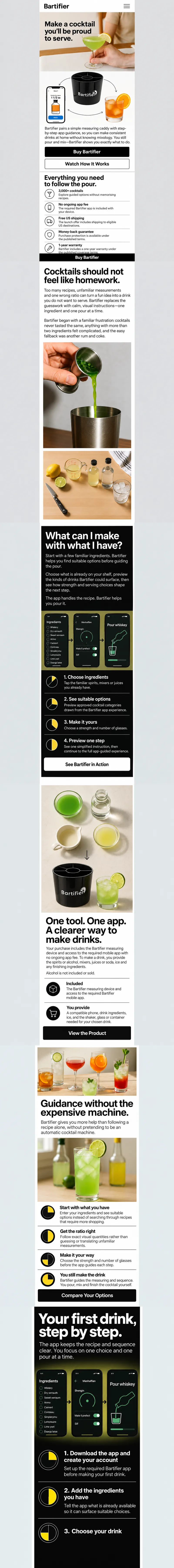 Bartifier, the approved homepage design: Serve It Forward, mobile design